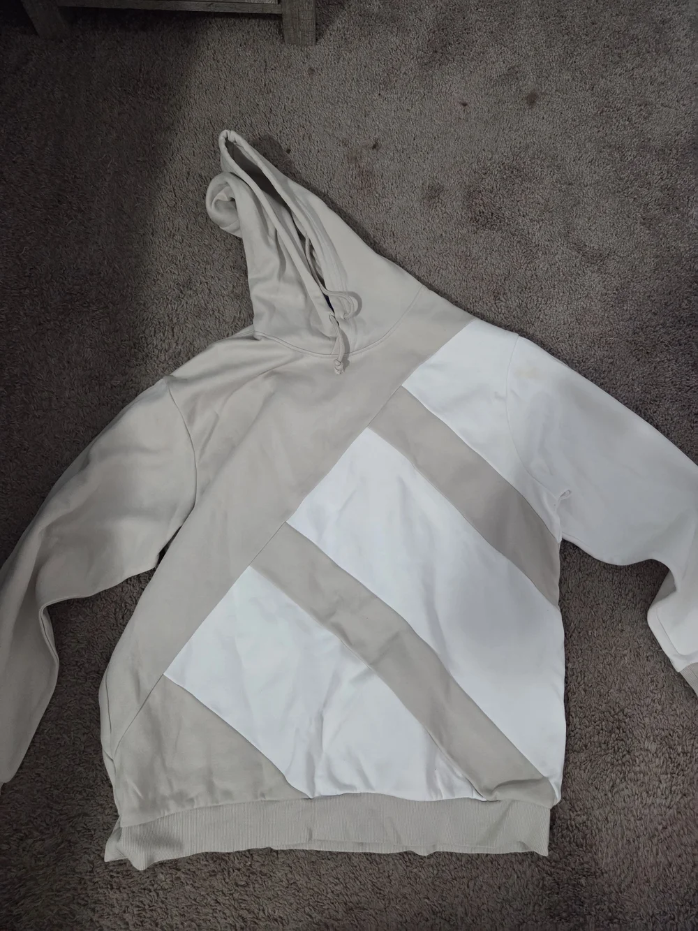 adidas Light Beige & White Colorblock Pullover Hoodie